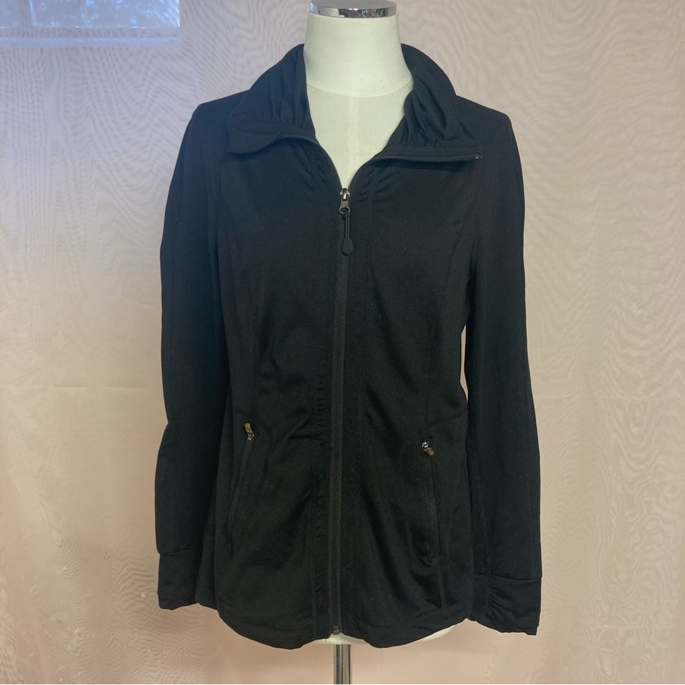 Tangerine zip up black jacket